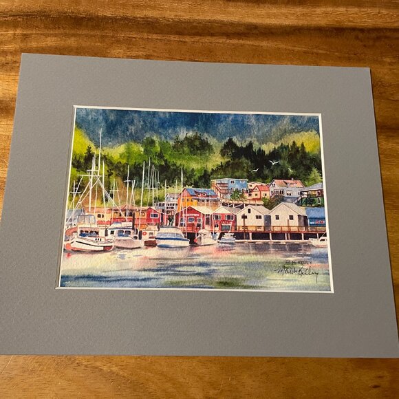 Maida Kelly Pacific Northwest Print Set 2 Humpback Whale Alaska Harbor Ketchikan - Picture 3 of 6